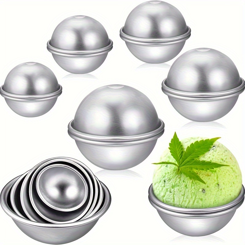 

6-piece Aluminum Bath Bomb Mold Set For Crafts - Versatile For Soaps, Candles, Ice Cream & Baking (1.77", 2.16", 2.56")