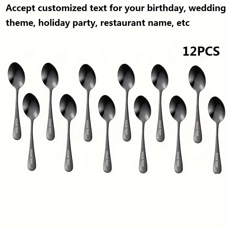 TEMU Accepting Customization, Customized Products, Customized Names, Birthdays, Greetings, 6/12 Dessert Spoons, Cake Spoons, Innovative Spoons,