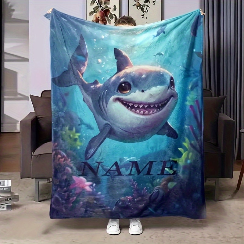

1pc Customized Text Print Fleece Blanket, Personalized Soft And Warm Fleece Blanket, Suitable For Sofa, Bed, Travel, Camping, Living Room, Office - Machine Washable, ,