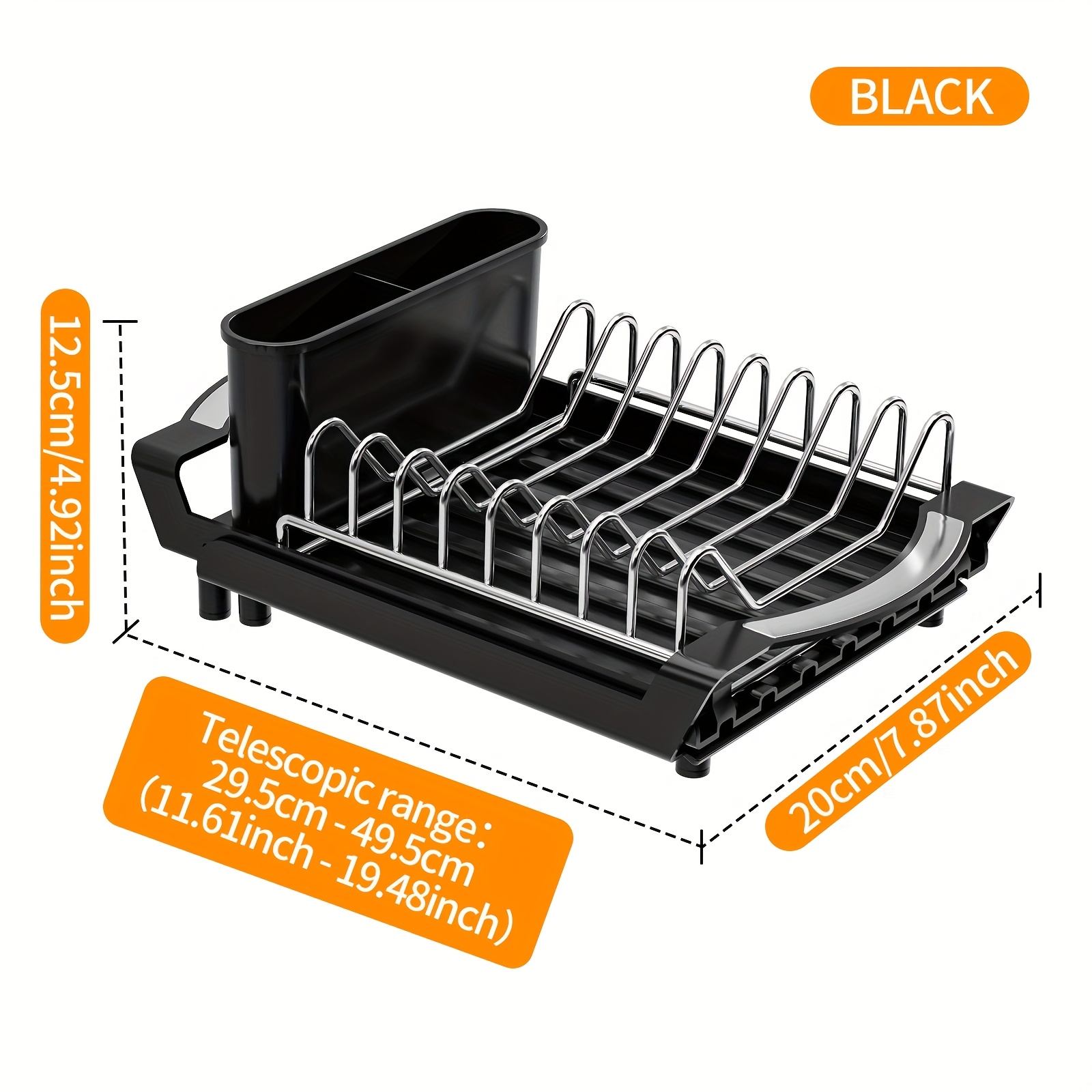TEMU 1pc, Dish Drying Rack, Vertical Space- Dish Holder, Multifunctional Compact Dish Storage, Automatic Drainage, Cutlery Holder With Handles For