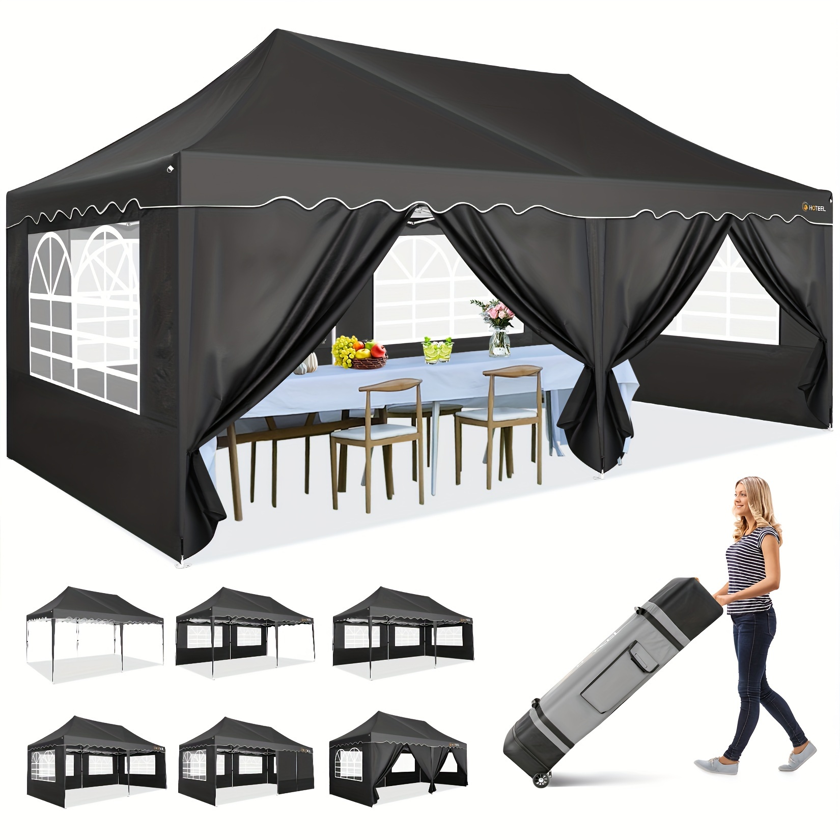 Image of 3x6m Pop-up With Side Panels, With A Bag With Wheels And 4 Weight Bags, Suitable For Outdoor Activities, Uv Resistant, Easy To Carry, Perfect For Parties And Gatherings