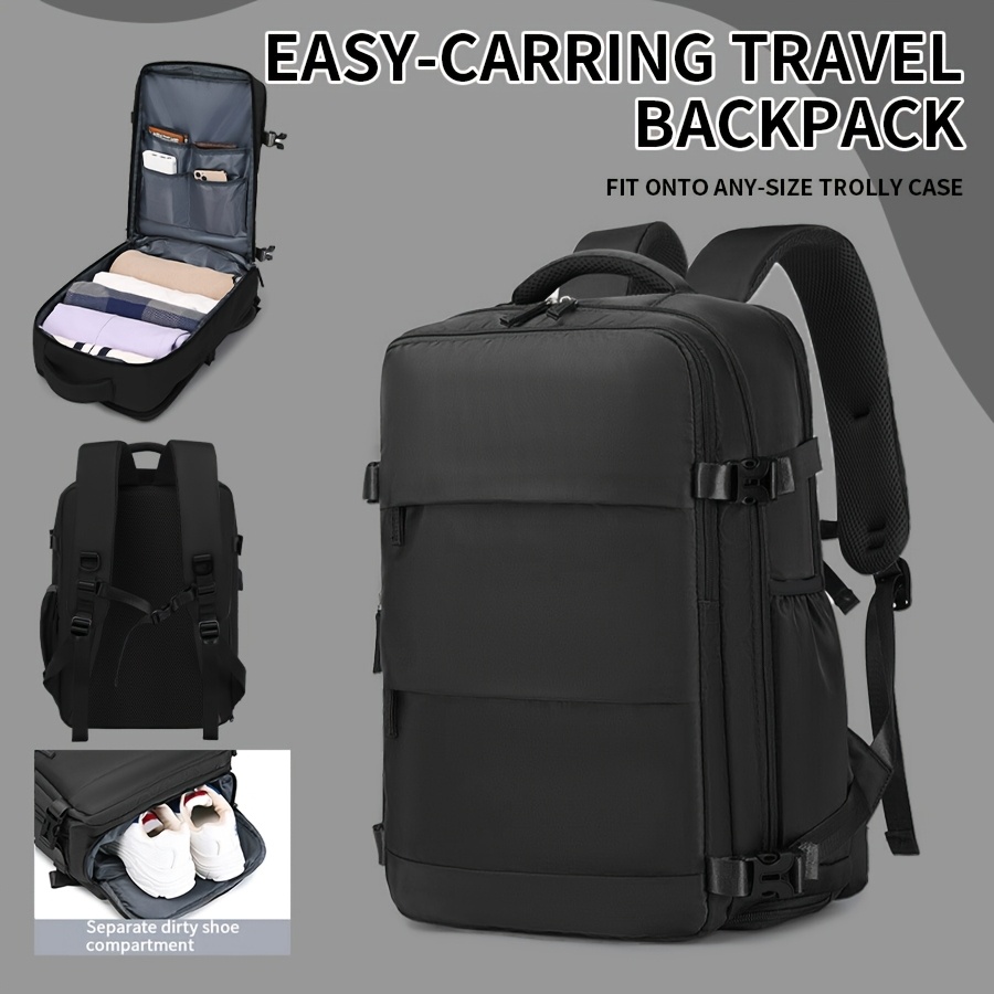 Fashionable Travel Backpack, Large Capacity Nylon Shoulder Bag With Multiple Compartments And Shoe Pocket For Women