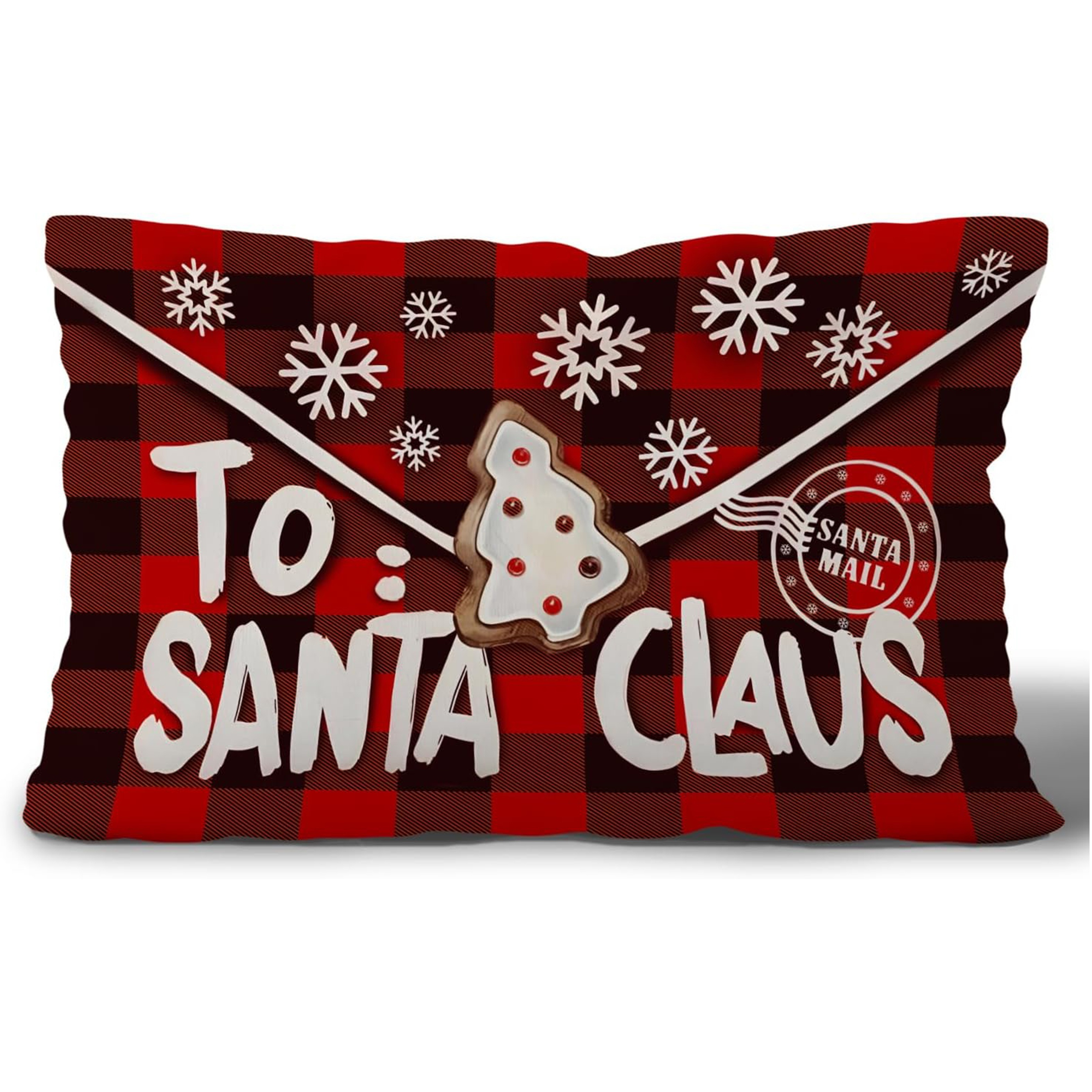 

Santa Claus Red Christmas Pillow Cover 12x20 - Home Decor, Machine Washable, Zip Closure (pillow Not Included)