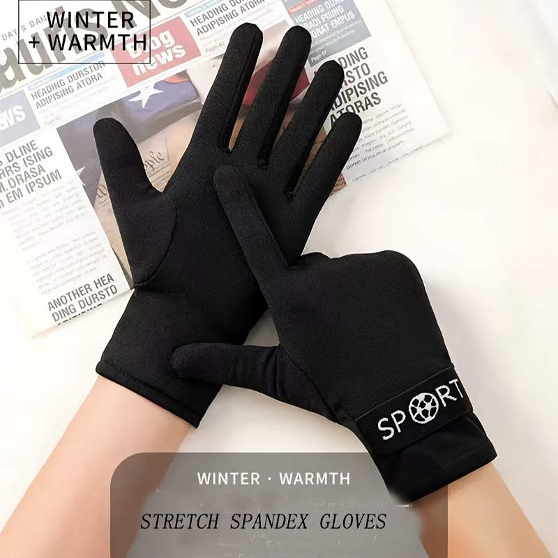 

Men's Winter Gloves, Stretch Spandex, Thin Fleece, Comfortable For Biking & Driving, Full Finger, Non-puff, Knitted, Polyester, , Hand Wash Only, Letter Print