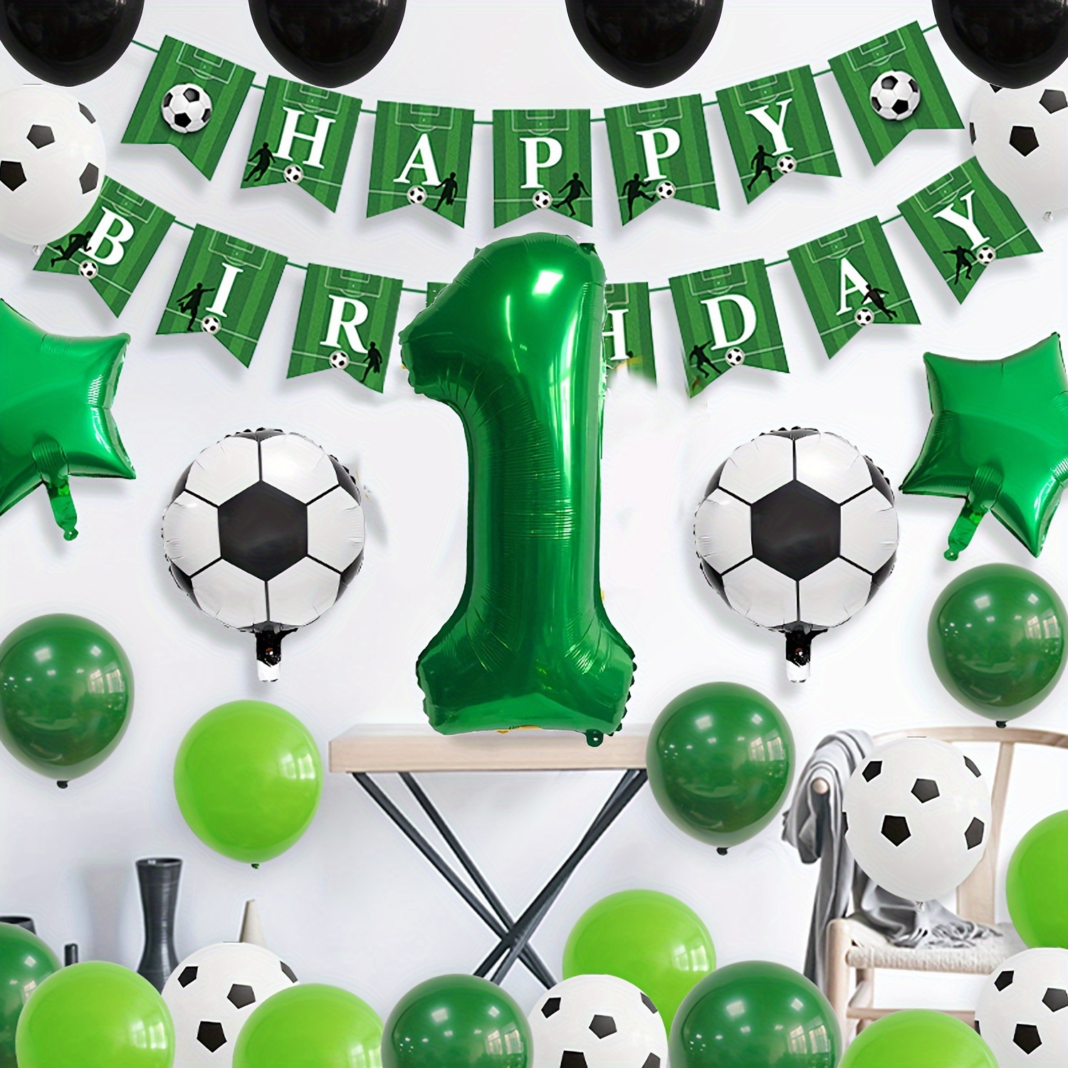 

23pcs Soccer Theme Birthday Party Decorations Set, 32-inch Balloons 0-9, Aluminum Film Balloon Kit For Anniversary Celebration, Arrangement, No Electricity Needed