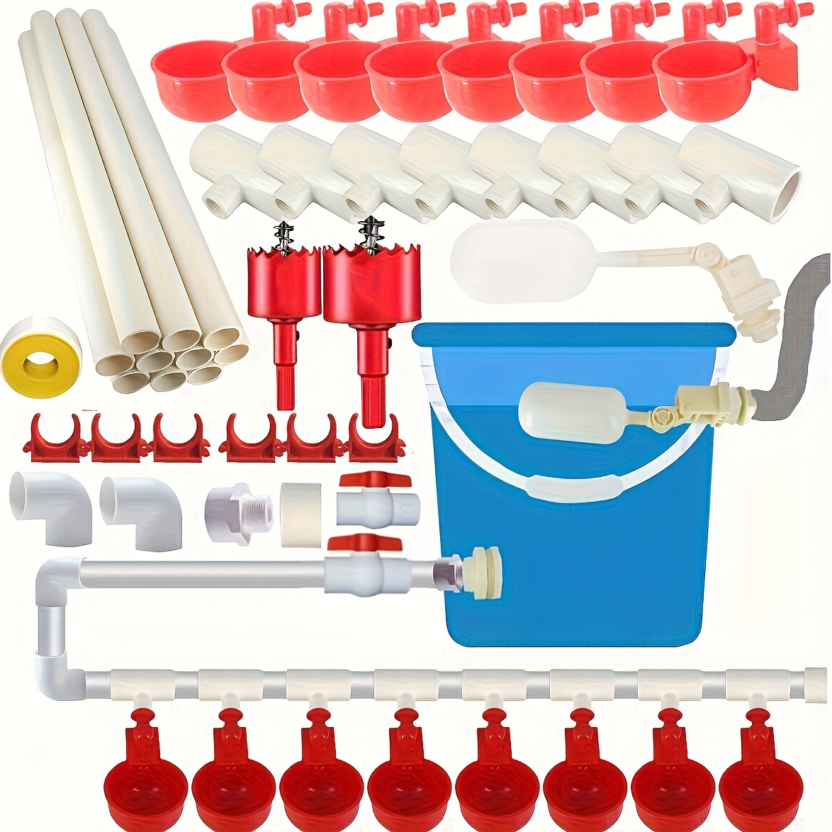 Automatic Chicken Water Cups, Chicken Water Feeder, Complete Set Pipeline System For Chick Duck Quail