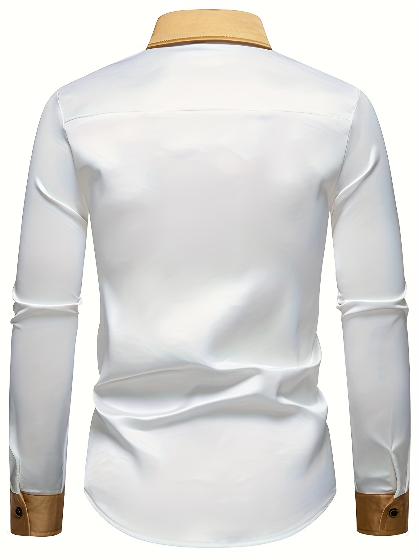 chemise ajustée homme à manches longues col doré boutons Temu Canada