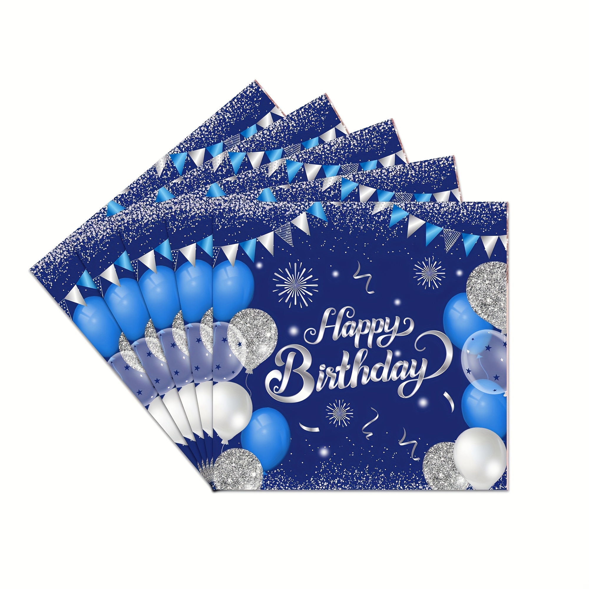 E-shop 20 Stück Party Servietten mit blau-silbernen Motiven, Einweg-Party Servietten mit Punktmuster Cocktail Servietten 6,5 Zoll, geeignet für