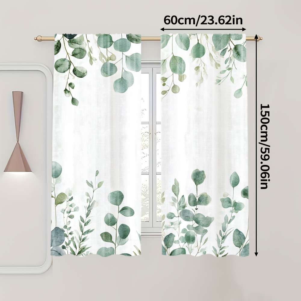 TEMU 2pcs, Light Filtering Popular Curtains Hand Painted Versatile Polyester Fabric Festive For Bedroom, Office, Kitchen, Living Room, And Study
