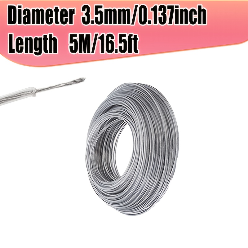 TEMU Heavy Duty 16.4ft Steel Wire Nylon Line- 2.0/2.4/2.7/3.0/3.5mm Thick Weed Trimmer Line For Lawn Mowers, Brush Cutters& Garden Tools - Durable