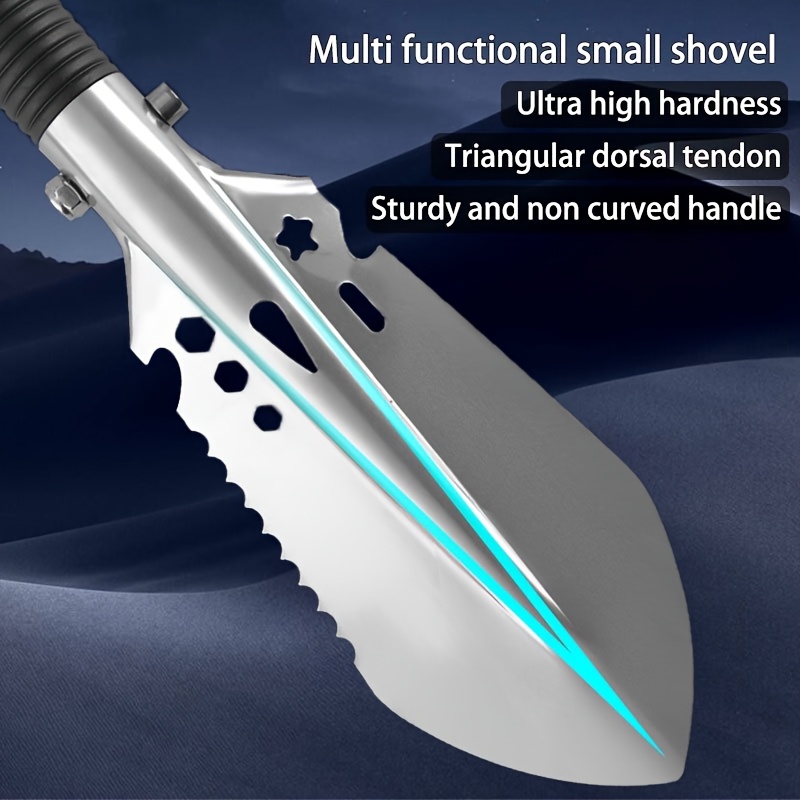 

1pc Multi-functional Mini Shovel, High Hardness Metal Gardening Trowel With Blade, Non-curved Sturdy Handle, Portable For Camping, Exploration, Self-driving, Rescue,