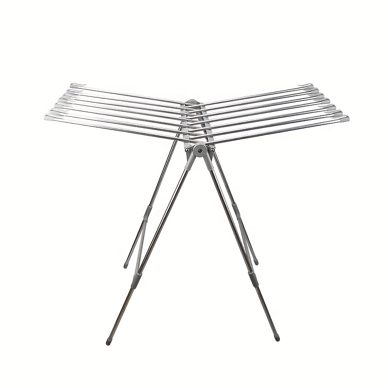 TEMU 1pc Foldable Clothes Drying Rack, Freestanding Laundry Dryer Stand, Stainless Steel, Easy To Store For Outdoor Camping And Home Use, Drying Racks