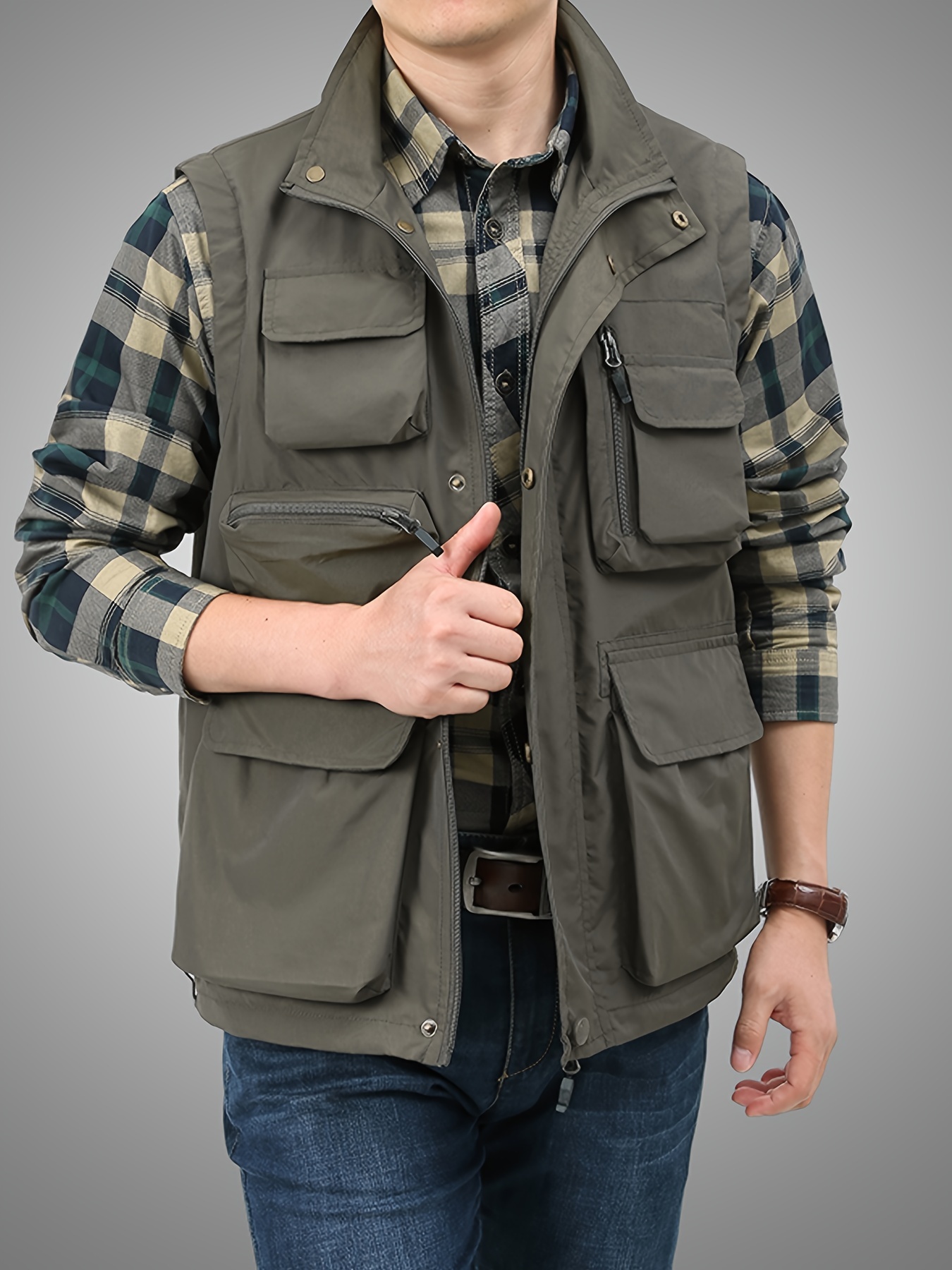 Nylon Men's Multi pocket Fishing Vest Jacket Zipper Outdoor - Temu United  Kingdom