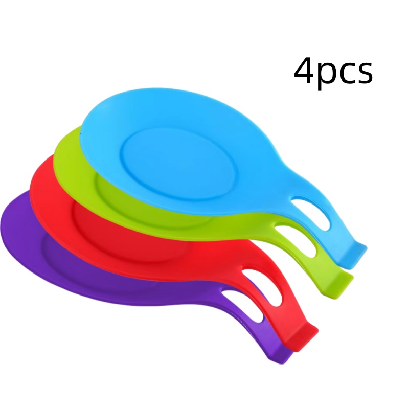 Image of 4pcs, Heat-resistant Spoon Holder, , Kitchen Utensil Spoon Mat, Anti-slip, Easy To Clean