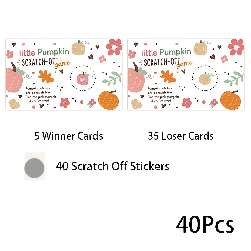 TEMU 40pcs Fall Little Pumpkin Shower Scratch-off Game Cards – Girl Autumn Theme Party Game, Neutral Celebration Activities, Pumpkin Themed Birthday
