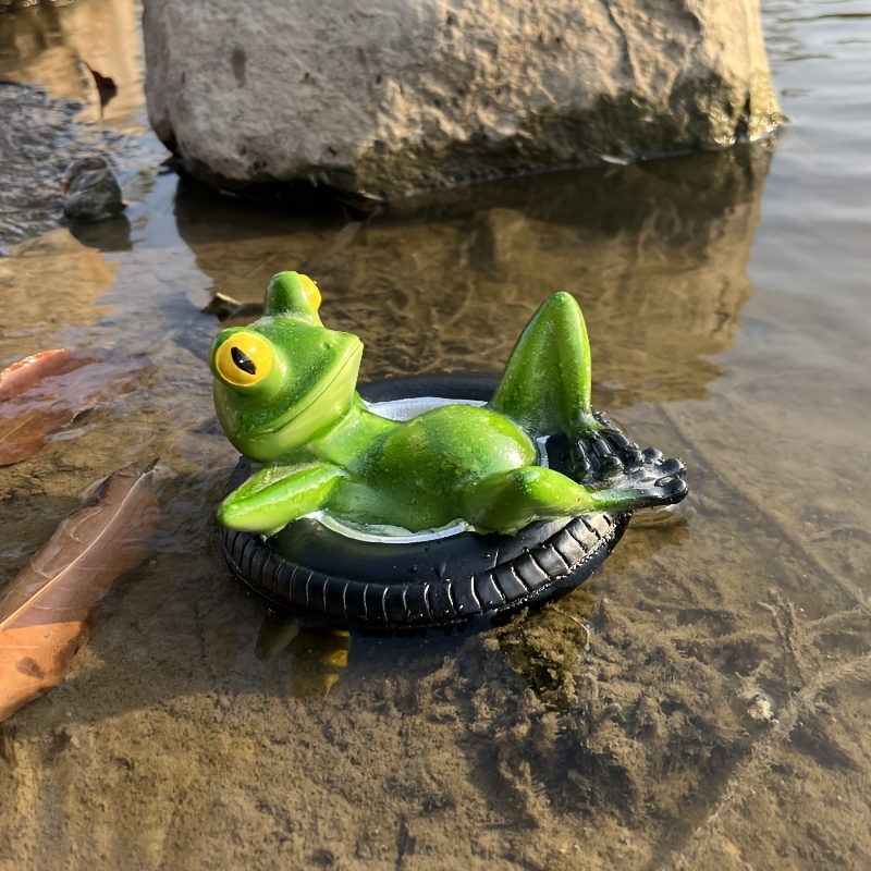 1pc frog tire floating resin ornament garden pond stream - Temu