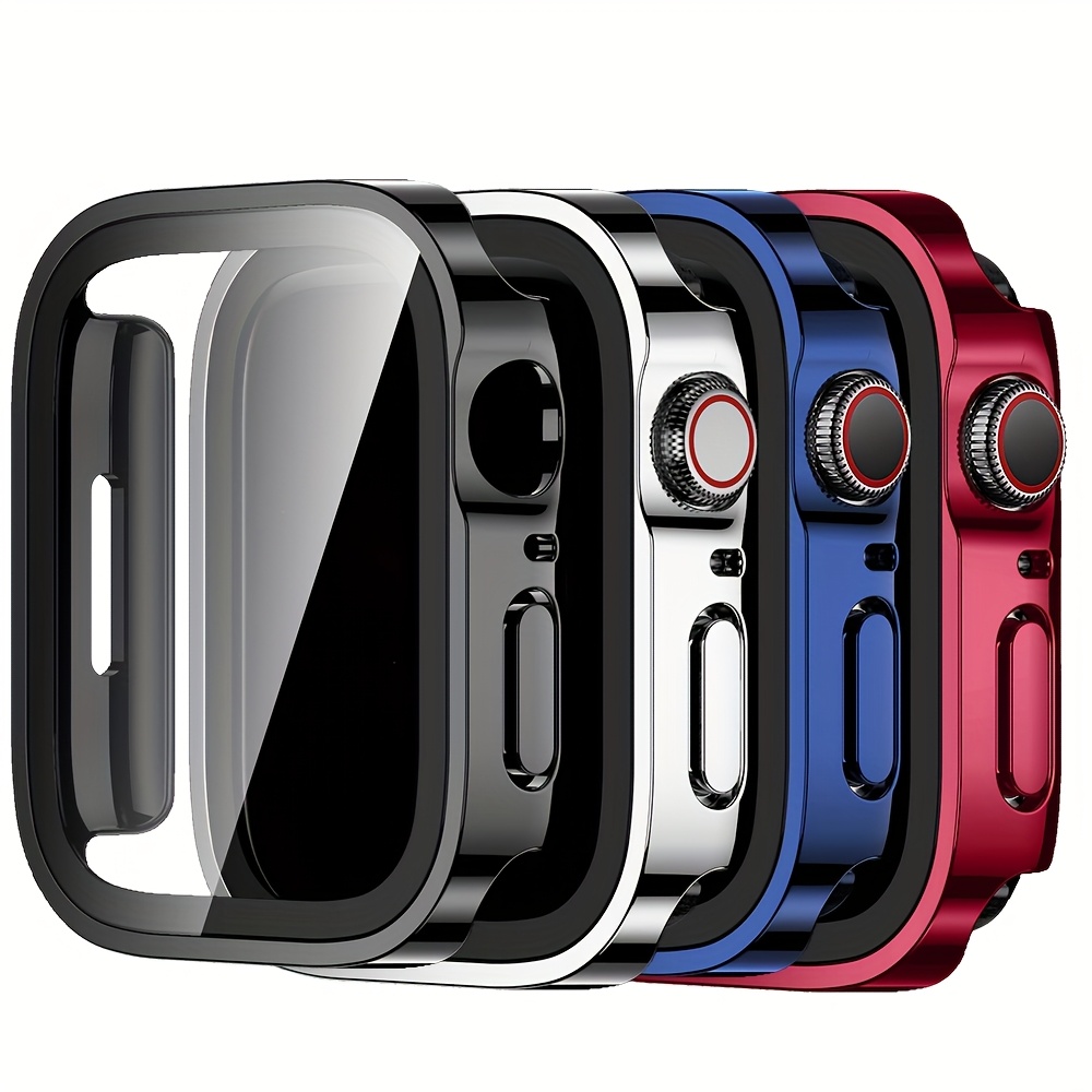 set of 4 premium electroplated design electroplated pc protective case for   watch built in tempered glass screen stylish design suitable for 40mm 41mm 42mm 44mm 45mm 46mm 49mm a great gift option Product details 0