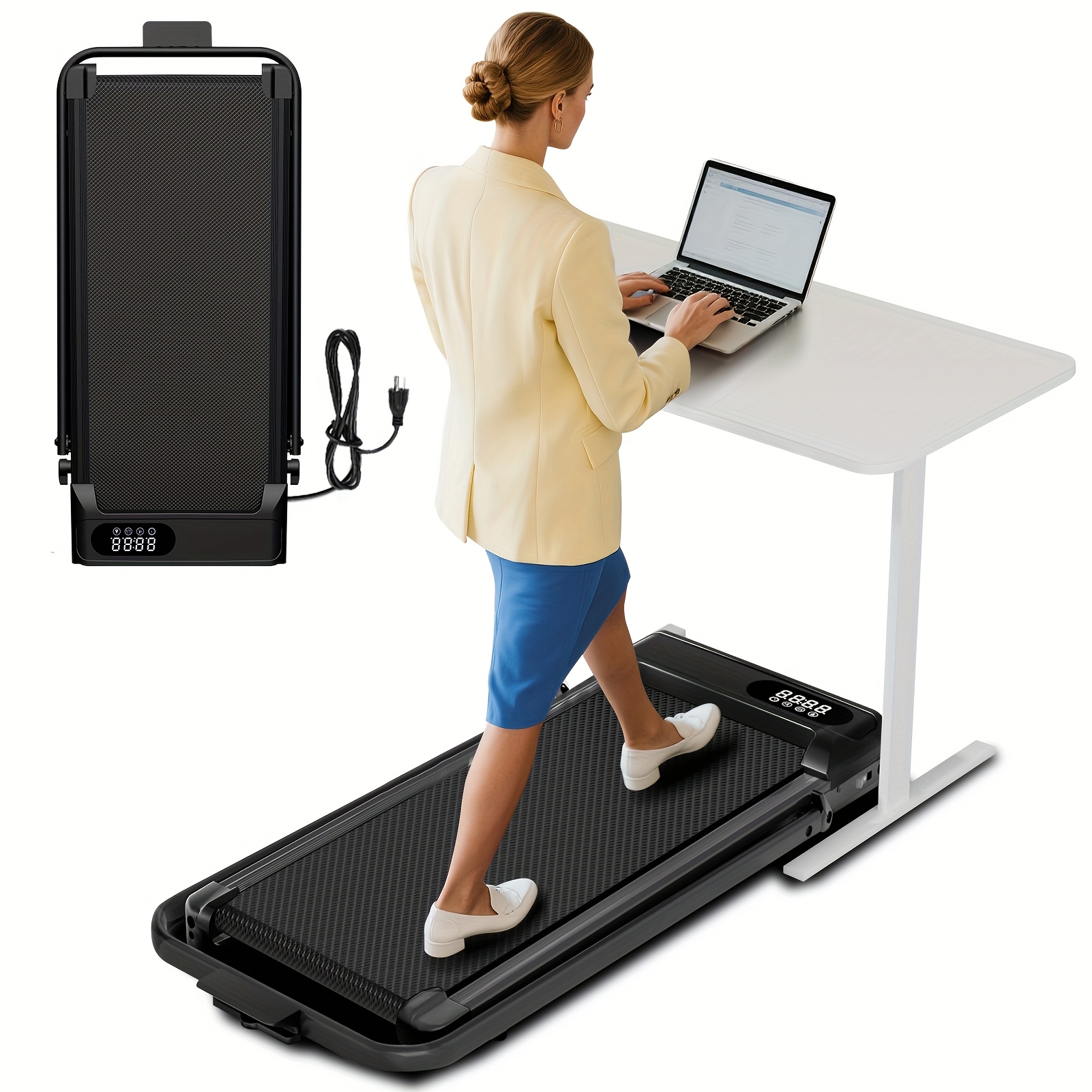TEMU Tapis de marche amélioré, tapis de course sous bureau avec capacité de 350 lb, tapis de course portables de 2,5 HP , tapis de course mini,
