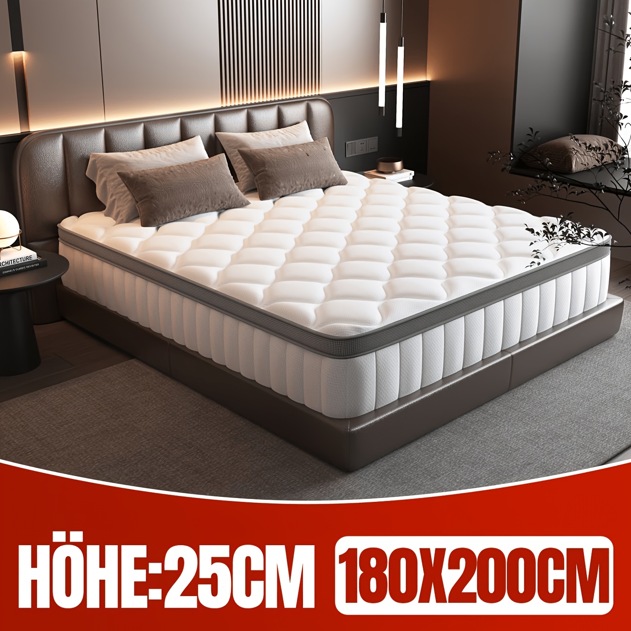 Image of Gronfont Mattress 90x190/90x200cm, 140x200/160x200/180x200cm, Premium Mattress, Ergonomic 7-zone Mattress, Height 22cm/25cm, Firmness Grade H3, , Spring Mattress With Fitted Sheet