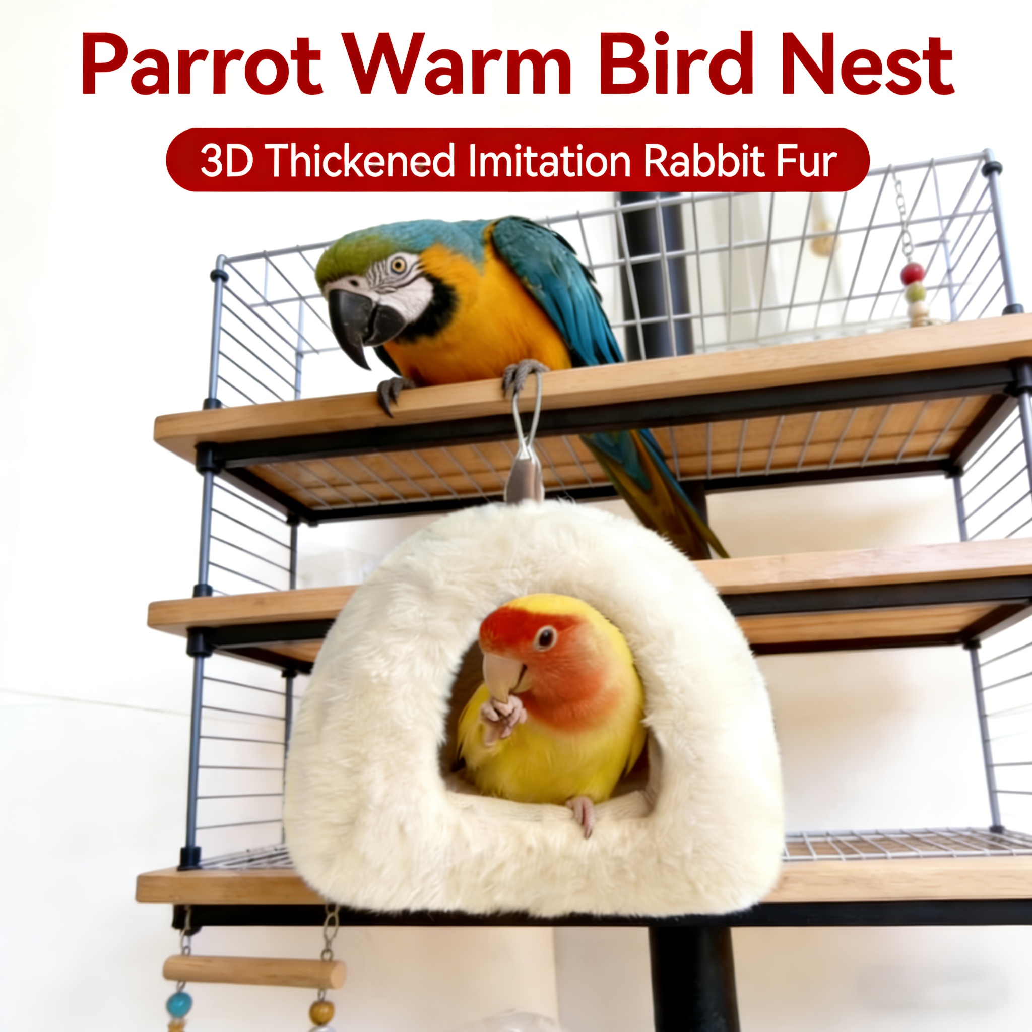 E-shop Winter-Vogelnester-Zubehör: Warmes verdicktes Nestzubehör für kleine Papageien, isoliertes Schlafbett, bequemes Vogelhaus-Winterunterstand