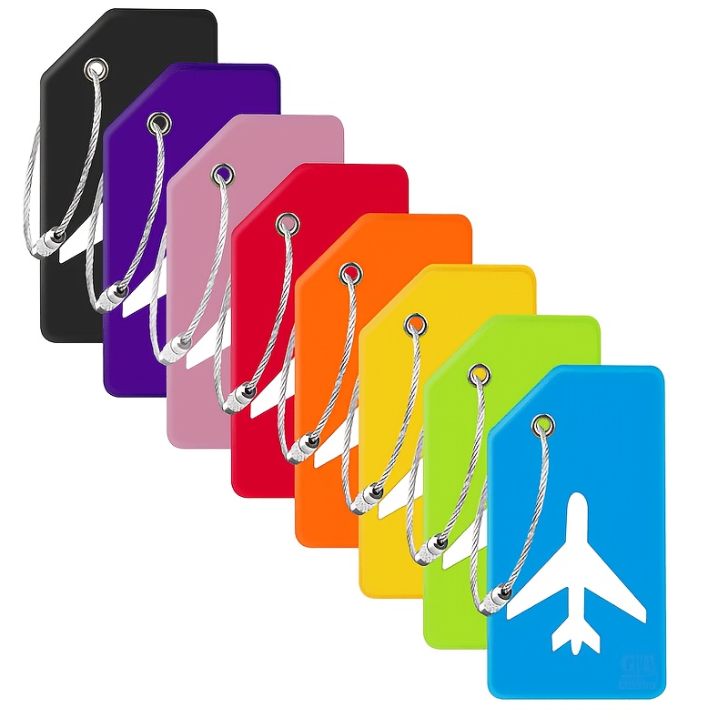 TEMU 8 Pack Silicone Luggage Tags For All Suitcases; Tsa Approved With Privacy ; Tags Come With Stainless Steel Loops, Airplane Travel Essentials,