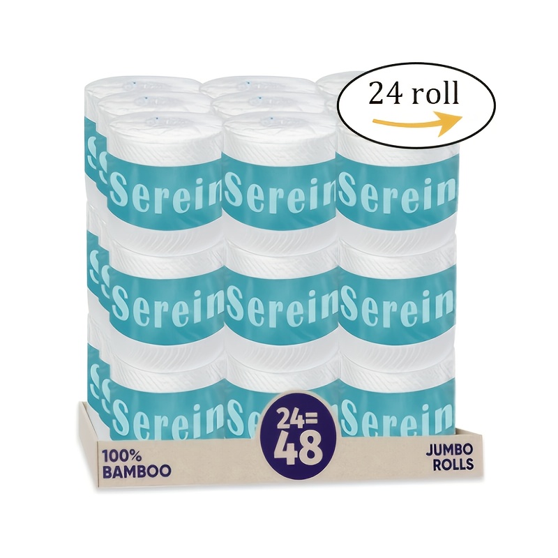 TEMU Super , 24 Rolls Per Box, Extremely Cost-effective, Tough Yet Skin-friendly Toilet Paper100% Bamboo, 300 Sheets, Toilet Paper, Pack Of 24 Roll,