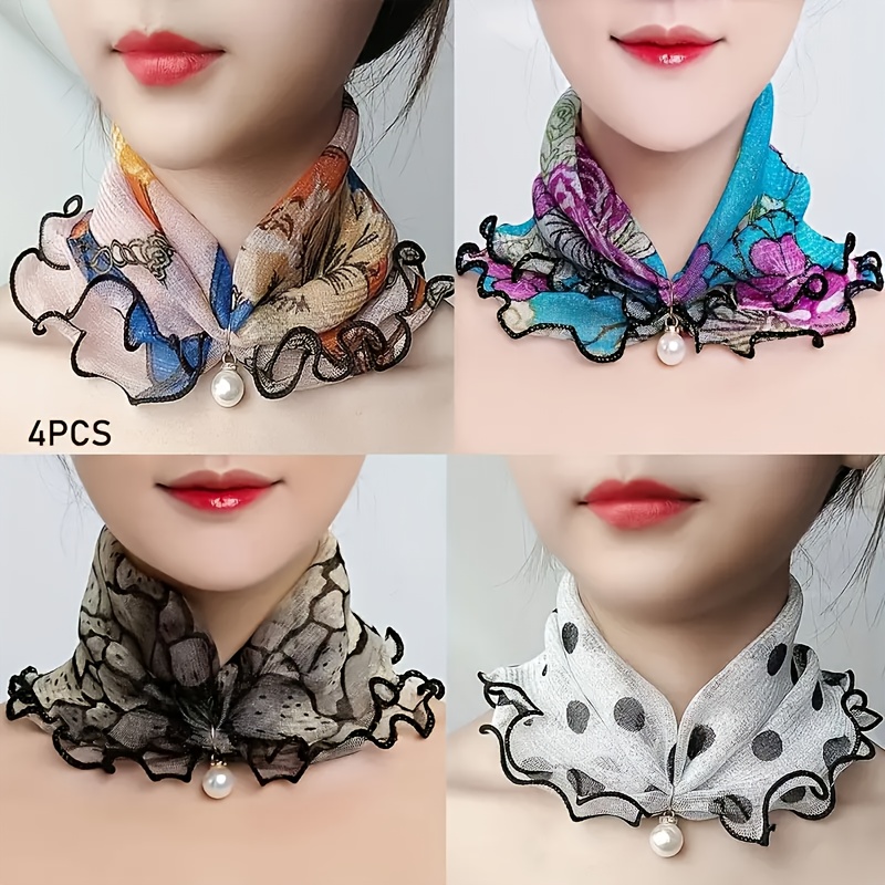 TEMU 4pcs Of Women's Mesh Headscarves, Elegant And Fashionable For Spring And Summer, Perfect For All Ages!