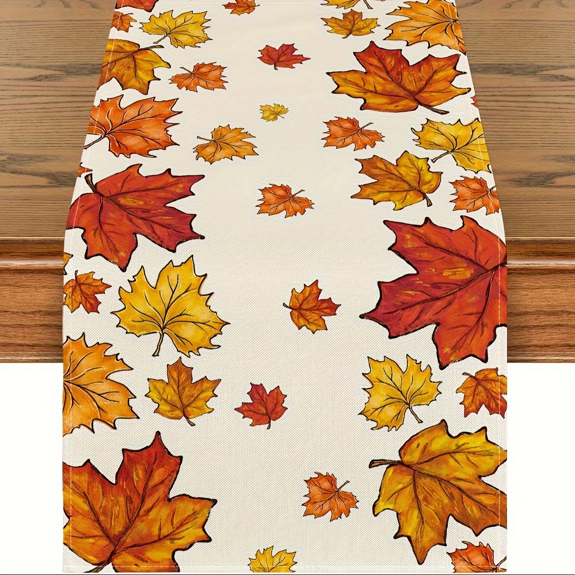 

1pc, Table Runner, Autumn Maple Leaves Printed Table Runner, Linen Fall Thanksgiving Home Decor, Party Dining Table Decor