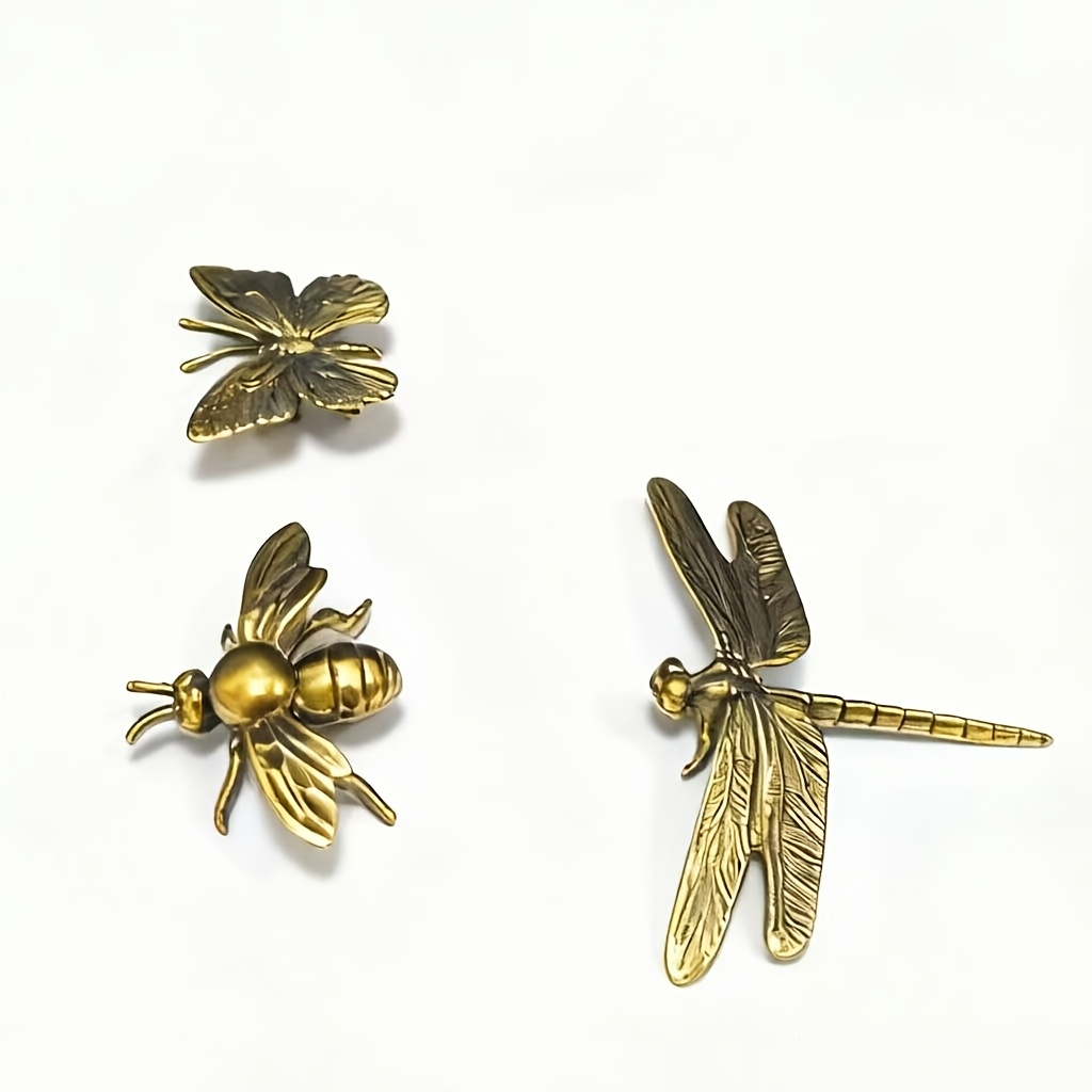 TEMU 3pcs Metal Retro Insect Statue Small Ornament Creative Cartoon Study Bedroom Desktop Ornament Holiday Garden Decoration