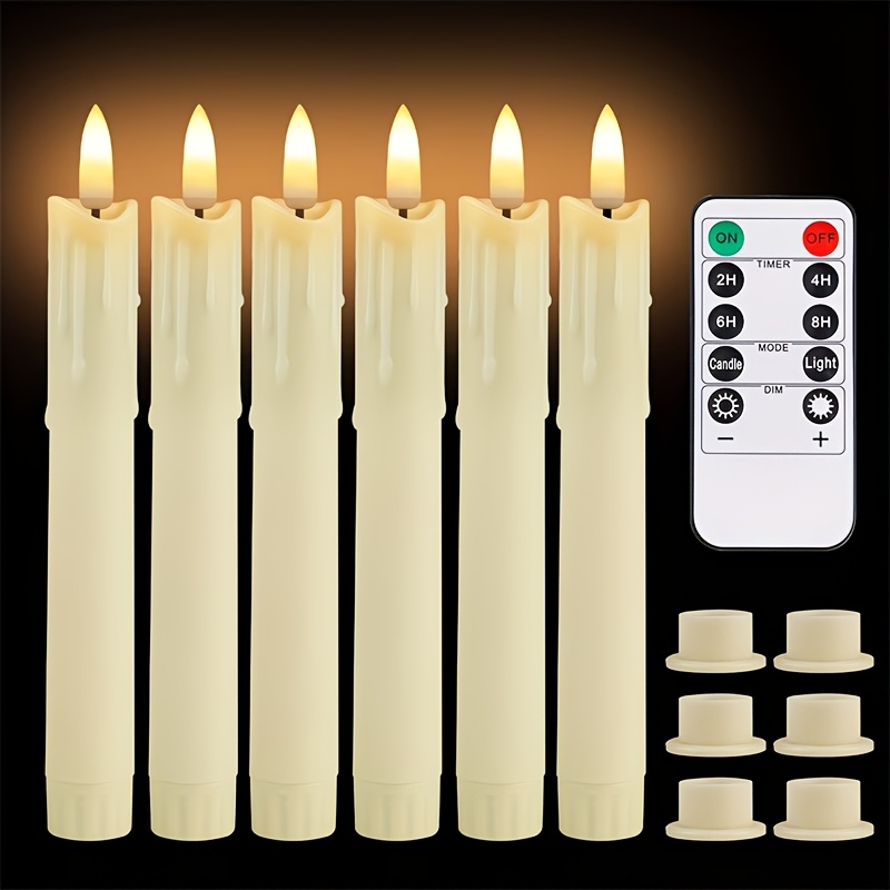 Image of 6 Pack Flameless Flickering Candles With Candle Holders & Remote Controls. 2 Aaa Batteries, Are Perfect For Valentine's Day, Easter, Weddings, Dinner Parties, Halloween, Christmas And Home Decoration.