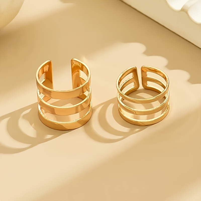 2pcs Wide and Narrow Multi-layer Ring Set, Trendy Accessory