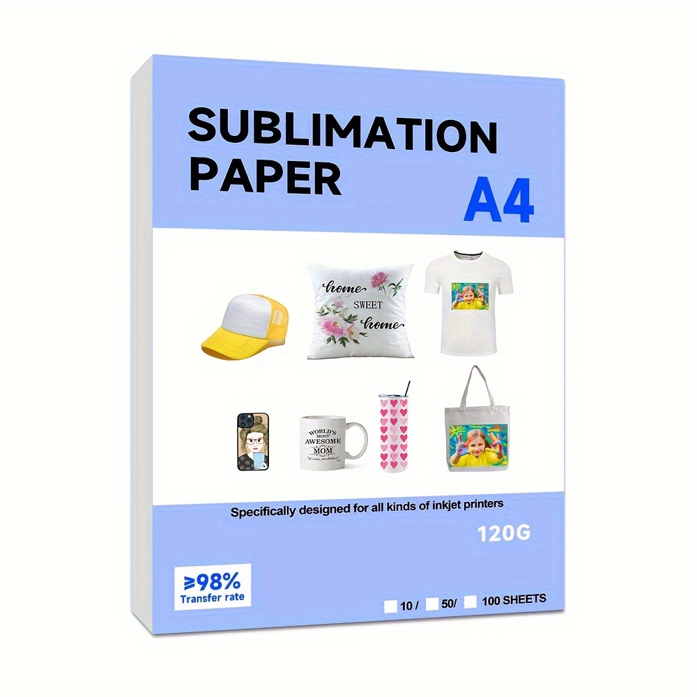 

1pack Sublimation Paper A4 For Any Inkjet Printer, Easy To Transfer Sublimation Paper For Diy Print Decoration On T-shirts, Tumblers, Mugs, Plates, Phone Case, Cap