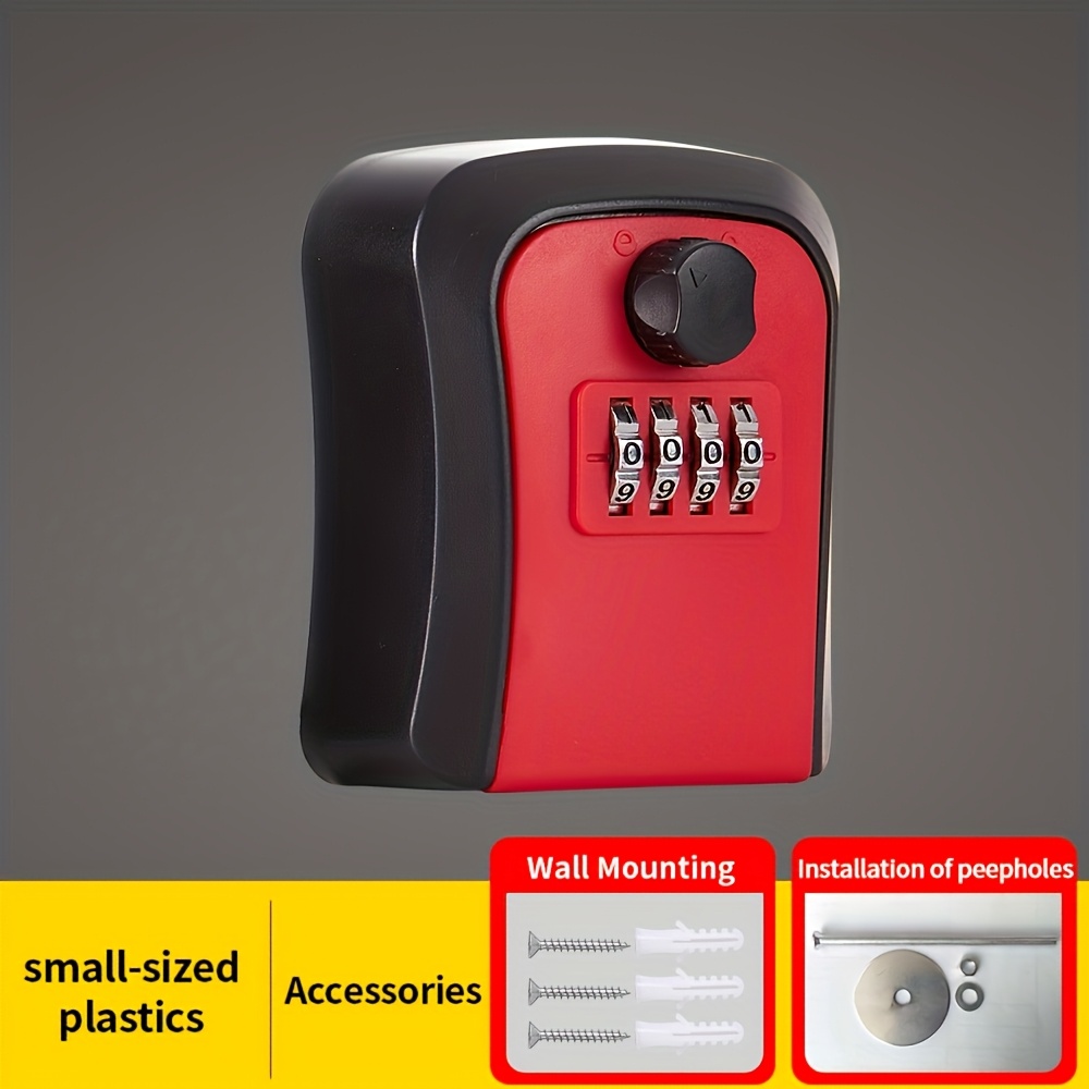 TEMU Boîte à clés murale avec serrure à combinaison pour clés de porte, boîte de rangement durable avec code réinitialisable, accessoire de