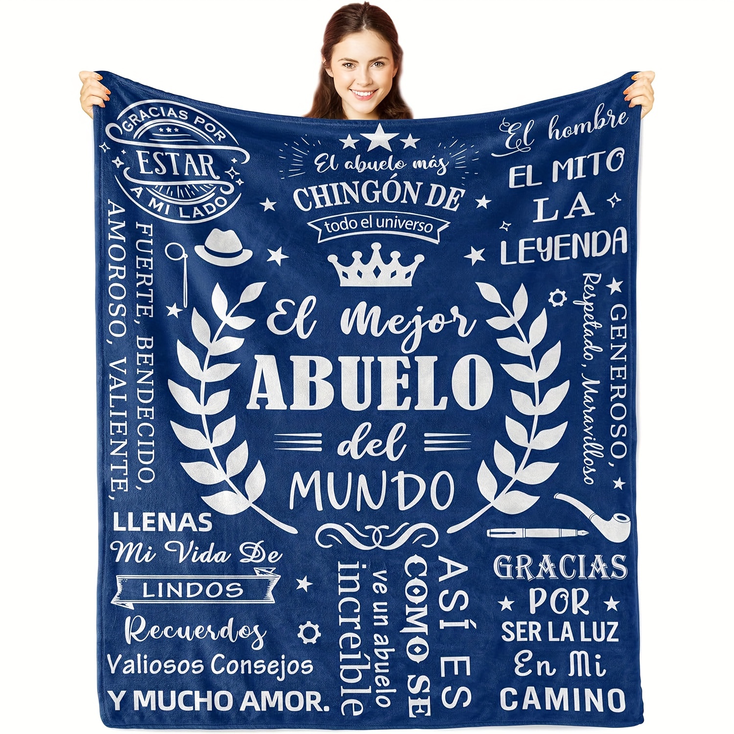 

Spanish Grandfather Appreciation Vintage Flannel Throw Blanket - Digital Print All-season Ultra-soft Knitted Couch & Tv Blanket, 100% Polyester, 200-250gsm, Great For Gift Giving