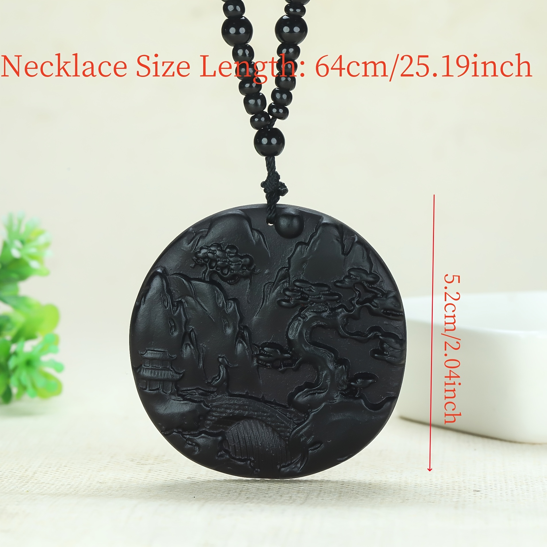 Bohemian Style Resin Pendant Necklace with Mountain Design