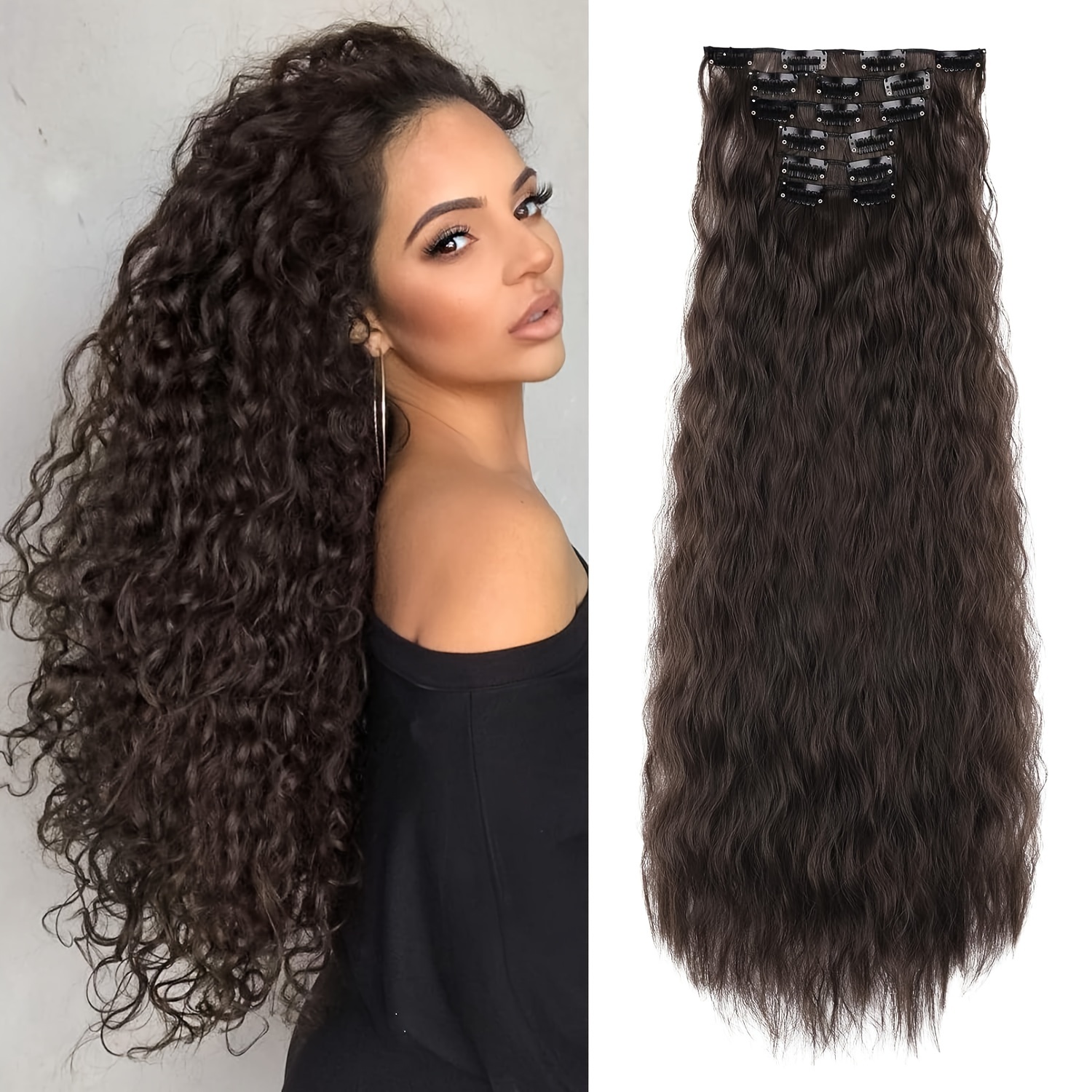 6pcs clip in hair extensions i6 55cm long mermaid wavy synthetic basics hairpieces     style for women details 5