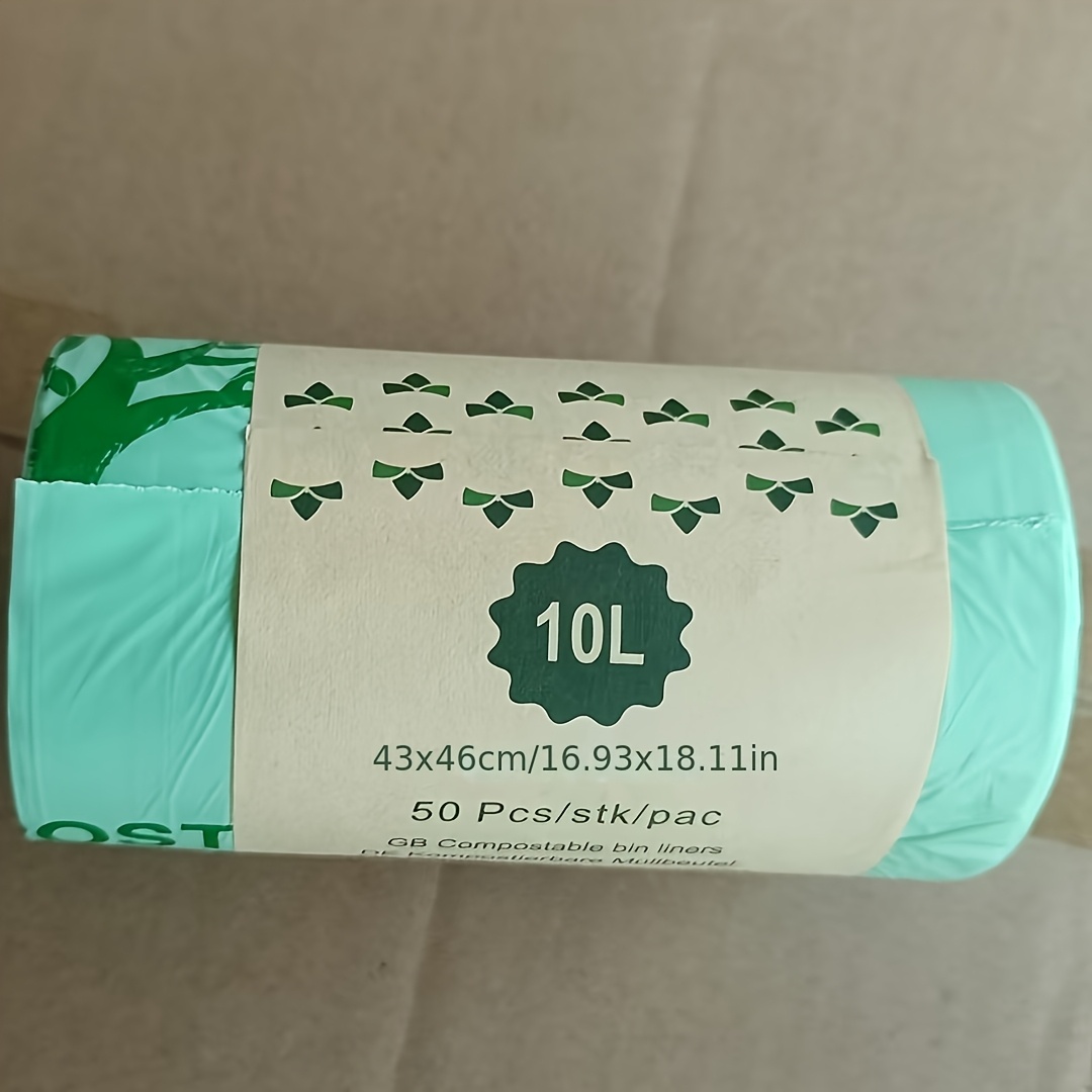 50 pack 8l 10l trash bags plant based leak proof suitable for kitchen bathroom bedroom living room essential for   cleaning household garbage bags