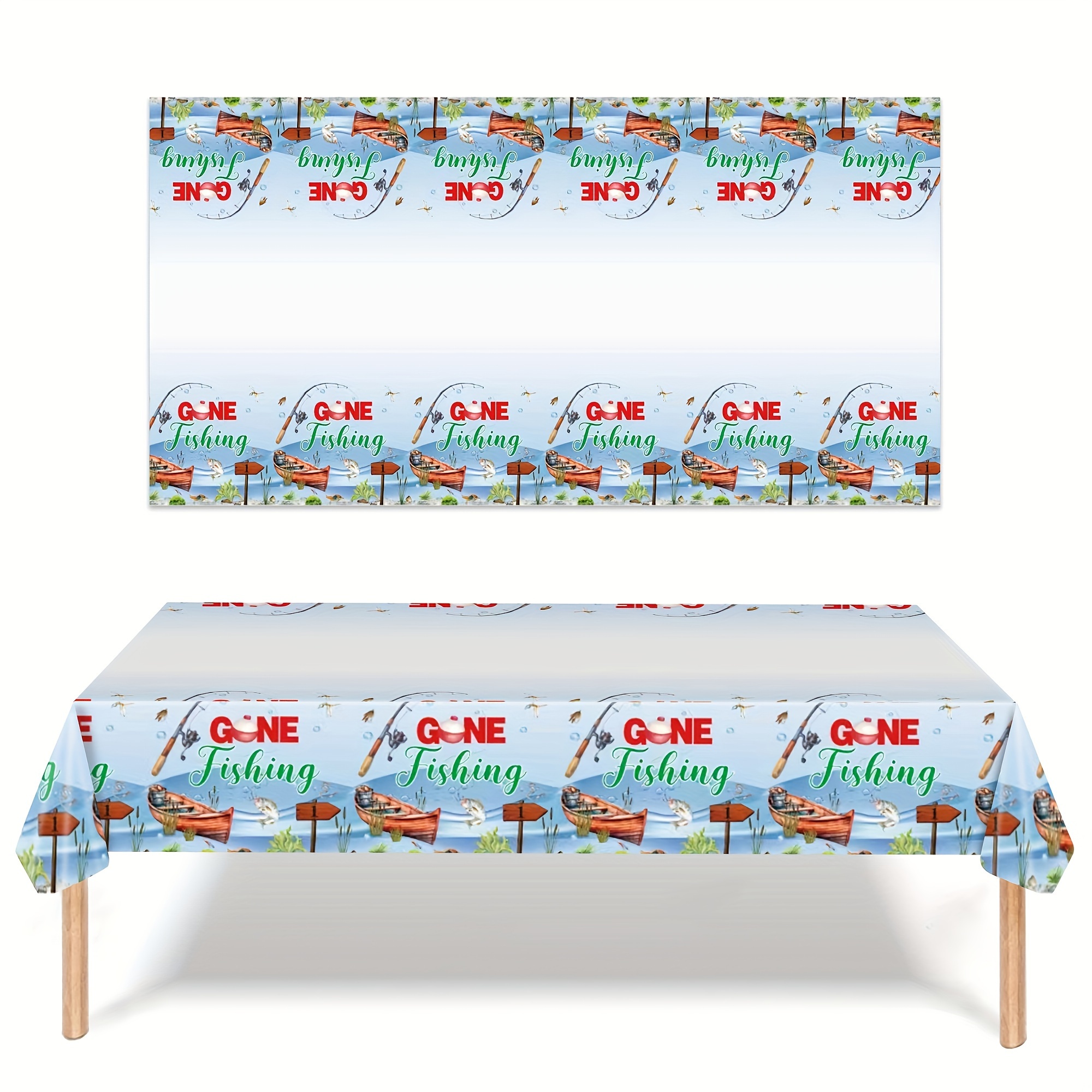 

Fishing-themed Disposable Tablecloth - Perfect For Birthday, Beach, Pool Parties & Camping Decorations