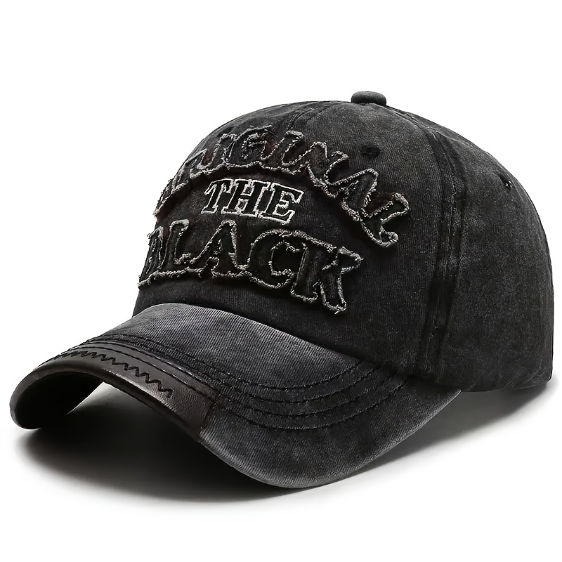 Casquette de baseball unisexe, casquette à lettres « THE BLACK », casquette à visière de style sombre, casquette à bord incurvé polyvalente pour sports de plein air, rassemblements et fêtes, taille réglable, fait un excellent cadeau Casquette de baseball unisexe, casquette à lettres « THE BLACK », casquette à visière de style sombre, casquette à bord incurvé polyvalente pour sports de plein air, rassemblements et fêtes, taille réglable, fait un excellent cadeau