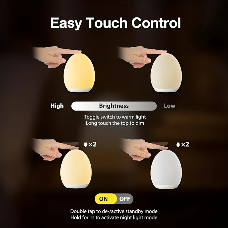 Bedside Lamp with Adjustable Brightness And 7 RGB Colors That Change, Featuring a Touch Control And a 1-Hour Timer, Rechargeable Night Light