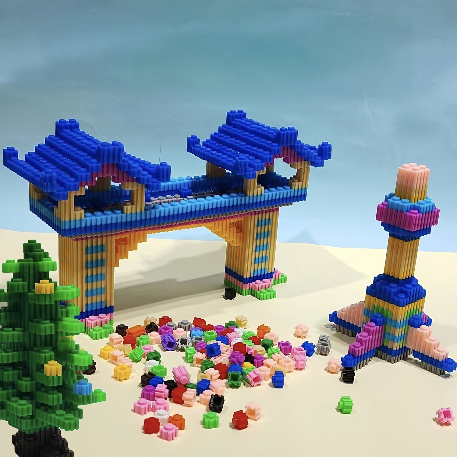 1010-7024 Mixed Color Building Blocks DIY Toy, Creative Construction for Party Games, Office Decor, Home Decoration, Holiday Gifts, Christmas Presents, and Birthday Gifts