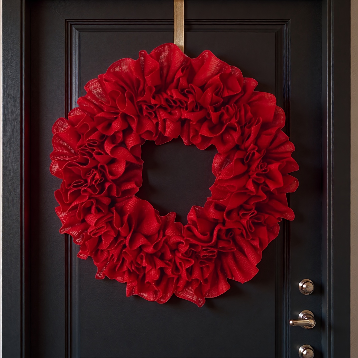 Image of Burlap Holiday Wreath, Farmhouse Christmas Wreath, Rustic Winter Door Wreath, Christmas Mantle Decor, Winter Bedroom Decor, Wreath
