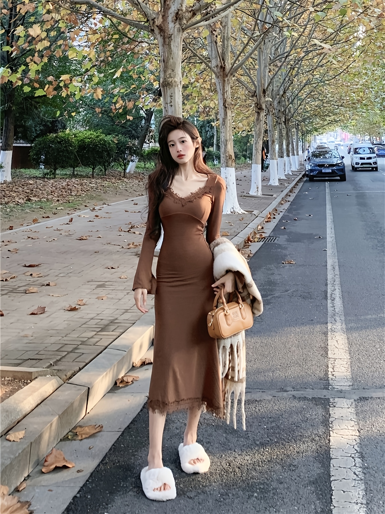 knee length dresses for ladies Plus Size Korean Lace Layer Dress – Pluspreorder main image 0