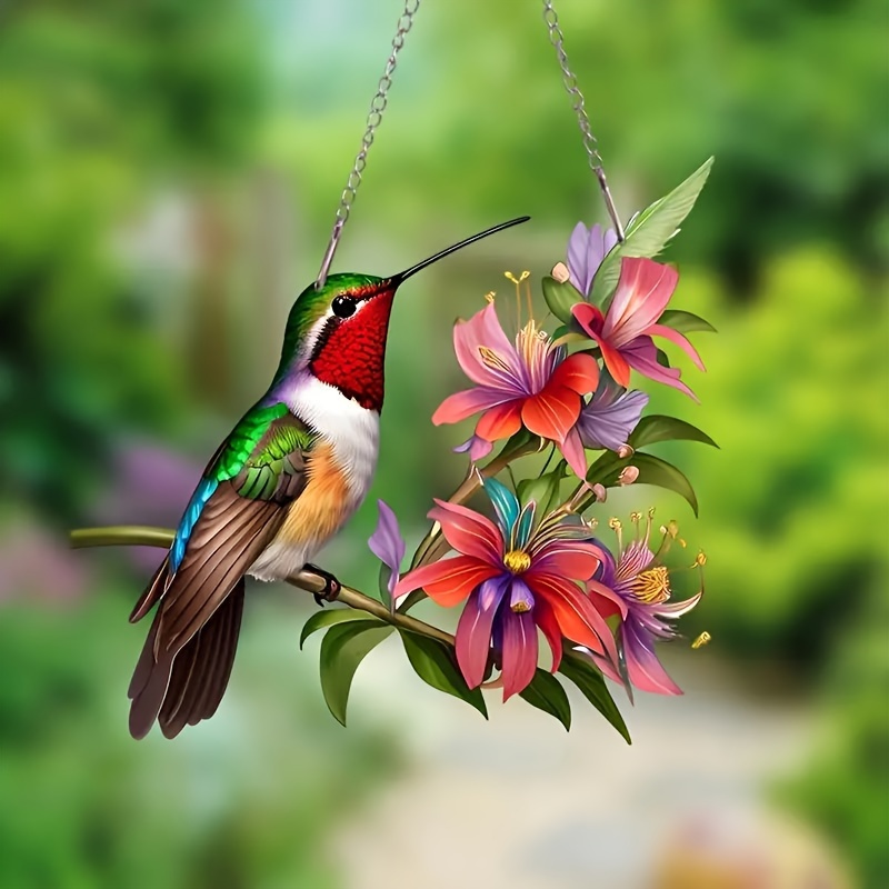 

Boho-chic Acrylic Hummingbird Pendant With - Solar-powered, No Batteries Needed - Home, Window, Porch & Living Room Decor - Ideal For Christmas, Thanksgiving & New Year