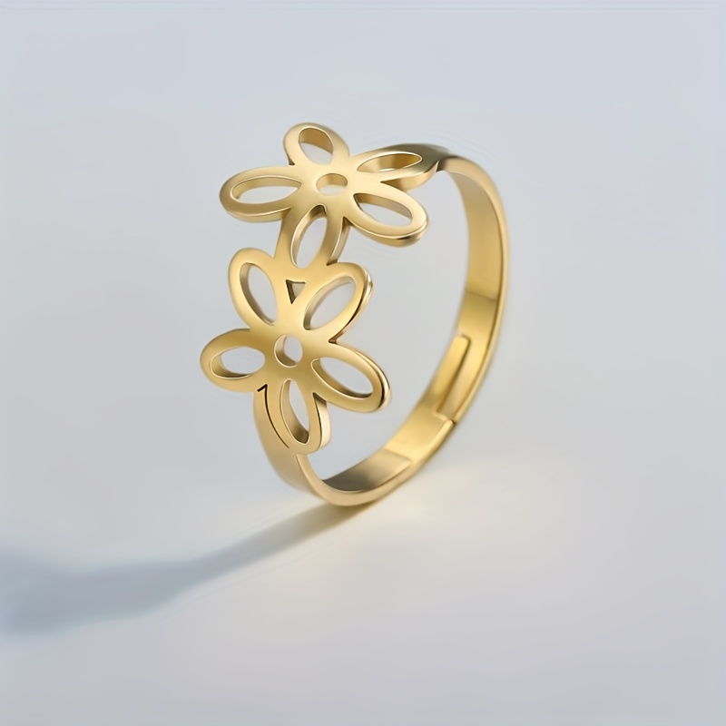 Vintage Butterfly Flower Adjustable Open Ring, Exquisite Gift
