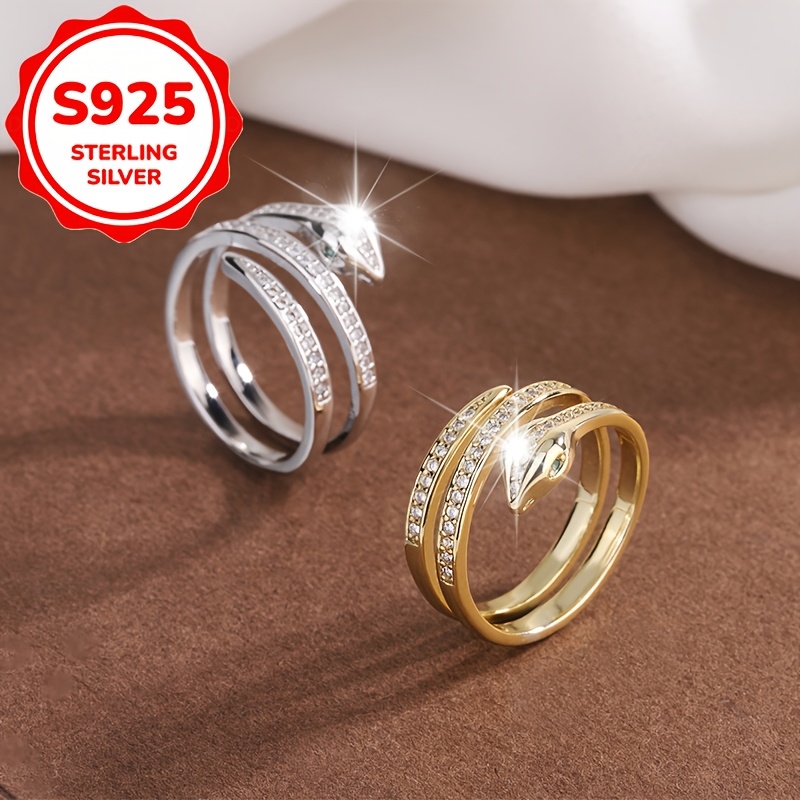 Women's S925 Pure Silver Twisted Snake Ring
