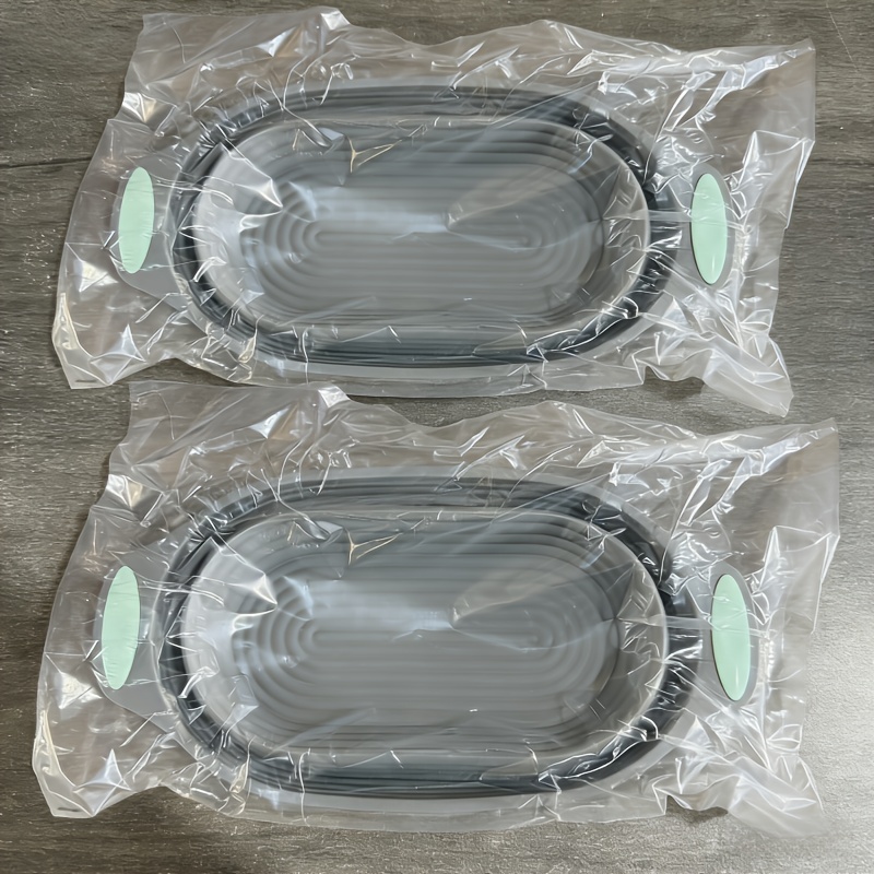 Image of A Set Of 2 Portable And Foldable Silicone Fermentation Baskets, Designed For Home Baking, Featuring Thick, Durability, High-temperature Resistance, And . Suitable For Ovens And Microwaves