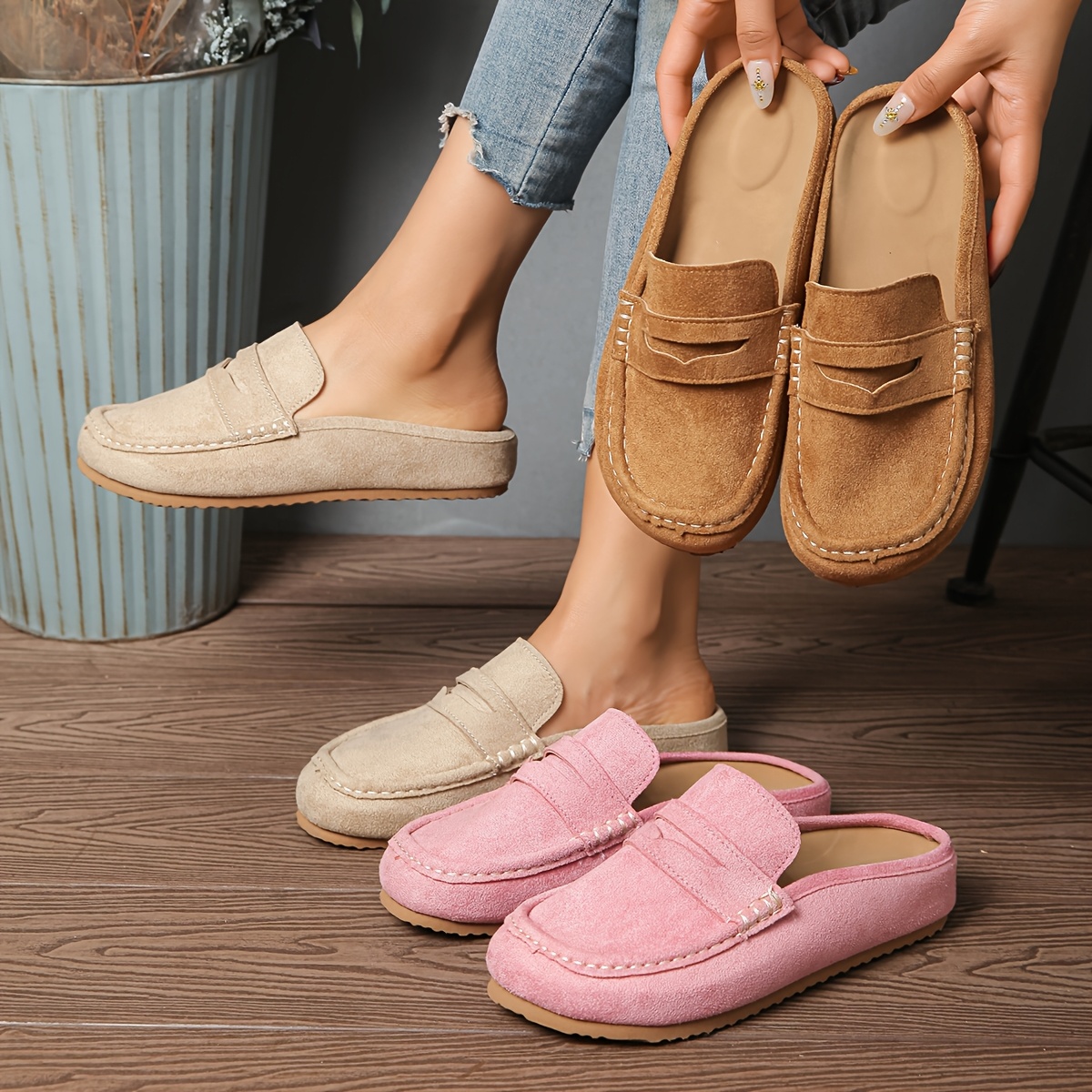 womens mule shoes new casual soft sole comfortable non fatiguing slip on large size womens shoes women shoes Product details 3