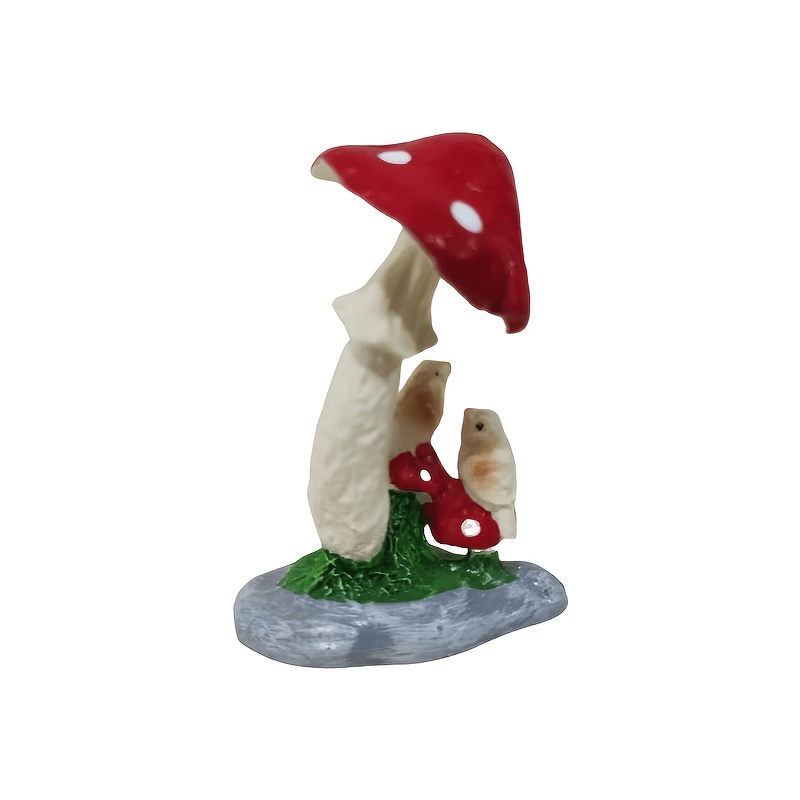 TEMU 1pc Bird Mushroom Ornament Resin Craft Ornament Micro Landscape Accessory Prop Sand Table Sand Tool Model