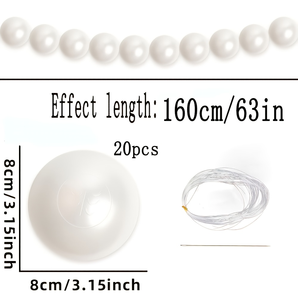 TEMU Party Wreath, 5.5cm/8cm Large Pearl Wreath Stair Decoration, Diy 20 Fake Pearls For Home Stairs, Wedding Christmas Tree Wreath, Party Decoration